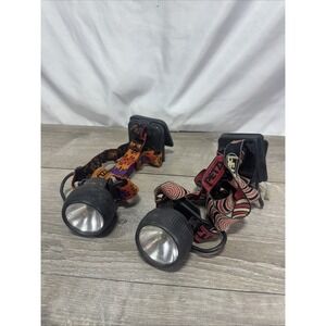 Two PETZL Zoom Head Torch Lamp Flashlight 90's Vintage No Battery Adaptors